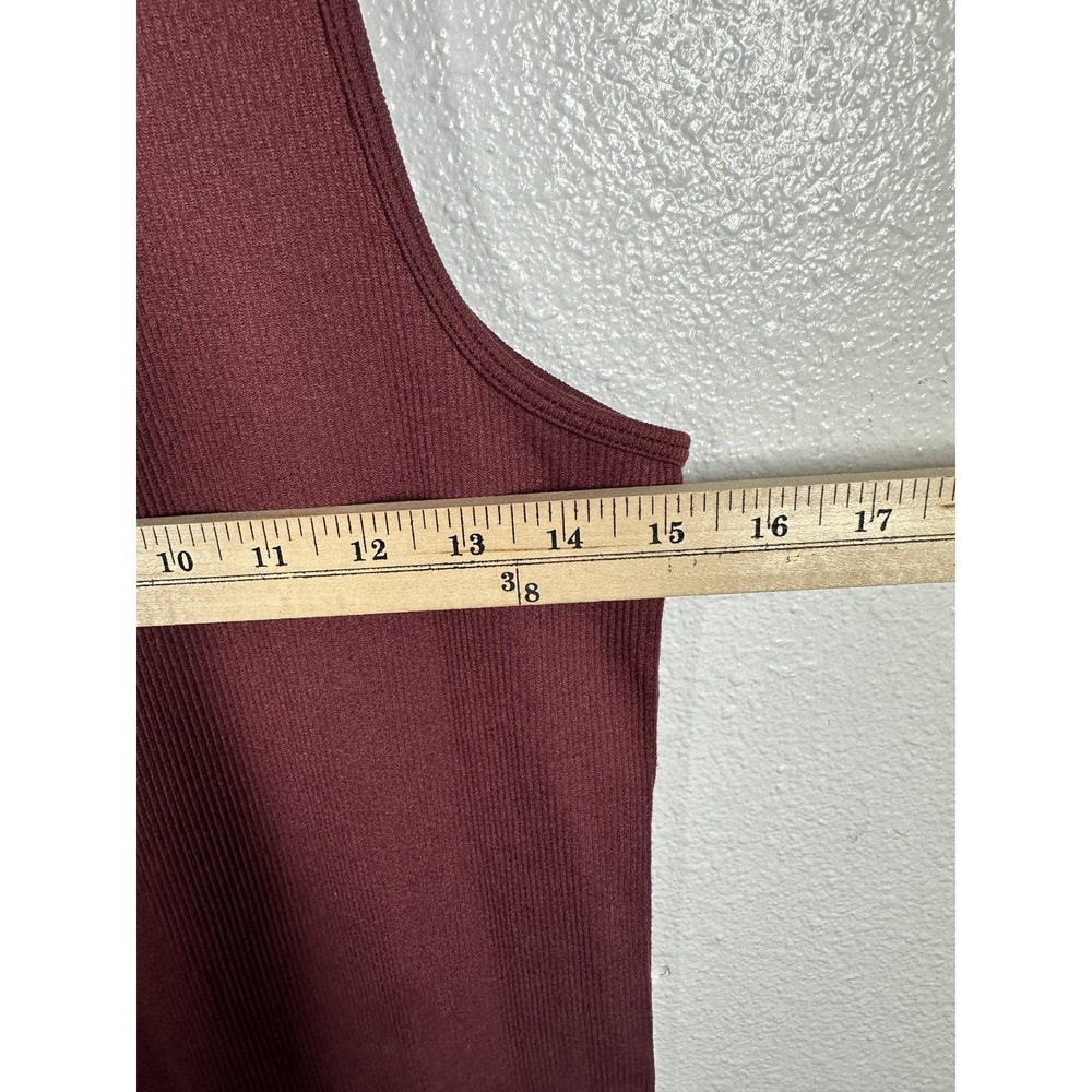 Madden NYC Dress Womens Large Burgundy Ribbed Knit Sleeveless Mock Neck Bodycon - Picture 5 of 7